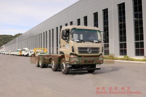 Dongfeng 8*4 flatbed truck chassis–Dongfeng Hercules 10 meters flatbed truck chassis–30 tons of special truck chassis conversion