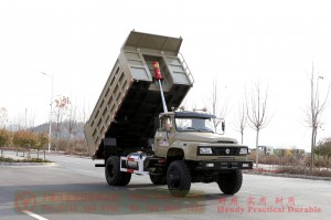 Flathead one and a half row 240 hp Dump Truck–Dongfeng 4*4 rear single tire off-road Truck–Twin-axle off-road truck conversion manufacturers