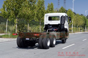 Dongfeng three axle truck 25 tons chassis – 350 hp export heavy duty chassis models – rear eight wheel truck chassis conversion