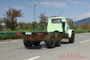 Dongfeng EQ2100E6DJ long head diesel chassis – 6*6 Dongfeng off-road truck chassis for export – export type six wheel drive tip off-road chassis conversion