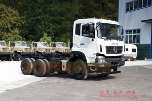 Dongfeng three axle truck 25 tons chassis – 280 hp export heavy duty truck chassis – 7 meters rear eight wheel truck chassis conversion manufacturers