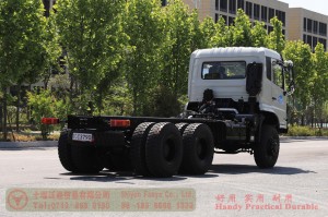 Dongfeng six-wheel-drive rear eight-tire off-road truck chassis–266 hp dump truck chassis–Dongfeng off-road truck export manufacturer