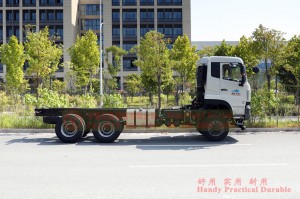 Dongfeng three axle truck 25 tons chassis – 350 hp export heavy duty chassis models – rear eight wheel truck chassis conversion