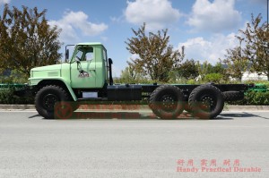 Dongfeng EQ2100E6DJ long head diesel chassis – 6*6 Dongfeng off-road truck chassis for export – export type six wheel drive tip off-road chassis conversion
