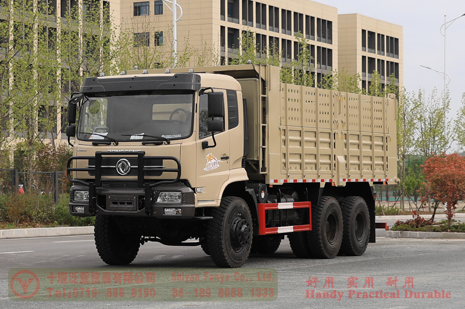 Dongfeng 6*6 Dump Truck–260 HP Rear Dual Tire Truck–Higher Railing Off-road Truck for Export