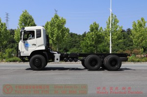 Dongfeng six-wheel-drive rear eight-tire off-road truck chassis–266 hp dump truck chassis–Dongfeng off-road truck export manufacturer