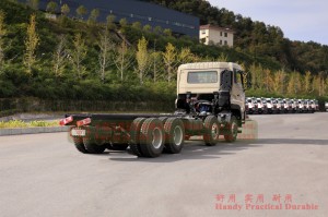 Dongfeng 8*4 flatbed truck chassis–Dongfeng Hercules 10 meters flatbed truck chassis–30 tons of special truck chassis conversion