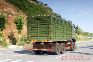 Dongfeng ຂັບ 6 ລໍ້ 15 ໂຕນ ລົດບັນທຸກ ຫນັກ 15 ໂຕນ-6 * 6 ກະດານກໍາແພງສູງ cargo box ລົດບັນທຸກ off-road-340hp ສົ່ງອອກລົດຂົນສົ່ງພິເສດ