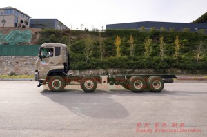 Dongfeng 8*4 flatbed truck chassis–Dongfeng Hercules 10 meters flatbed truck chassis–30 tons of special truck chassis conversion