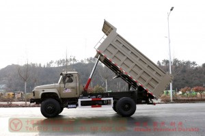 Flathead one and a half row 240 hp Dump Truck–Dongfeng 4*4 rear single tire off-road Truck–Twin-axle off-road truck conversion manufacturers