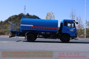 15 square volume green sprinkler truck – Dongfeng 4*2 sprinkler truck – 200 hp water tanker truck production and export manufacturers