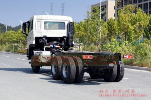 Dongfeng three axle truck 25 tons chassis – 350 hp export heavy duty chassis models – rear eight wheel truck chassis conversion