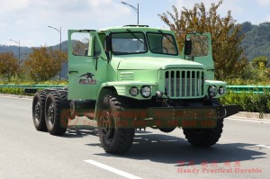 Dongfeng EQ2100E6DJ long head diesel chassis – 6*6 Dongfeng off-road truck chassis for export – export type six wheel drive tip off-road chassis conversion