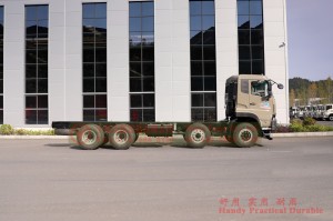Dongfeng 8*4 flatbed truck chassis–Dongfeng Hercules 10 meters flatbed truck chassis–30 tons of special truck chassis conversion